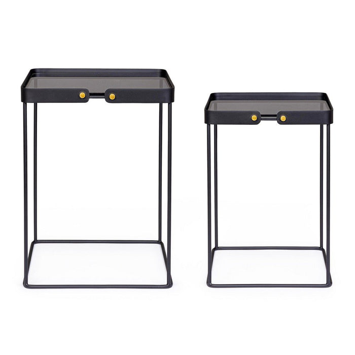 Tavolini in Vetro Nero Stile Moderno da Interno - DAMON