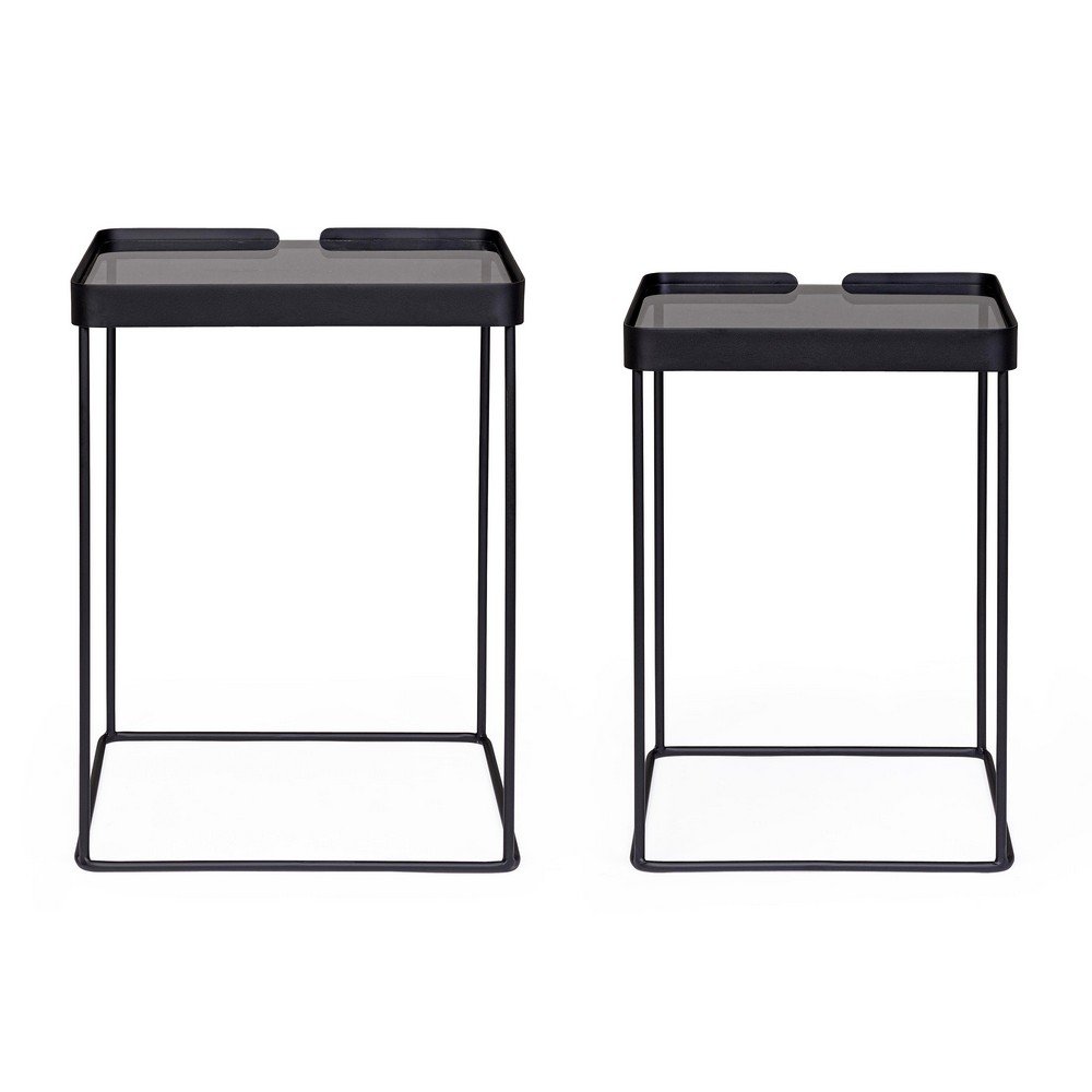 Tavolini in Vetro Nero Stile Moderno da Interno - DAMON