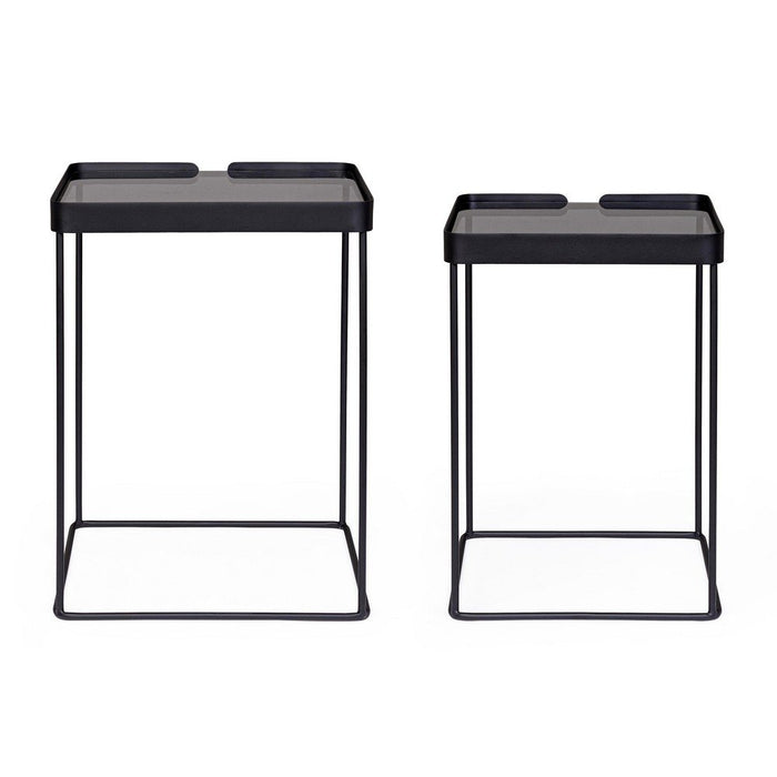 Tavolini in Vetro Nero Stile Moderno da Interno - DAMON
