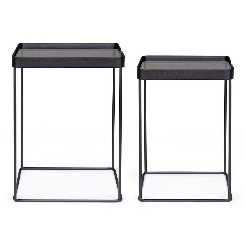Tavolini in Vetro Nero Stile Moderno da Interno - DAMON