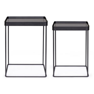 Tavolini in Vetro Nero Stile Moderno da Interno - DAMON