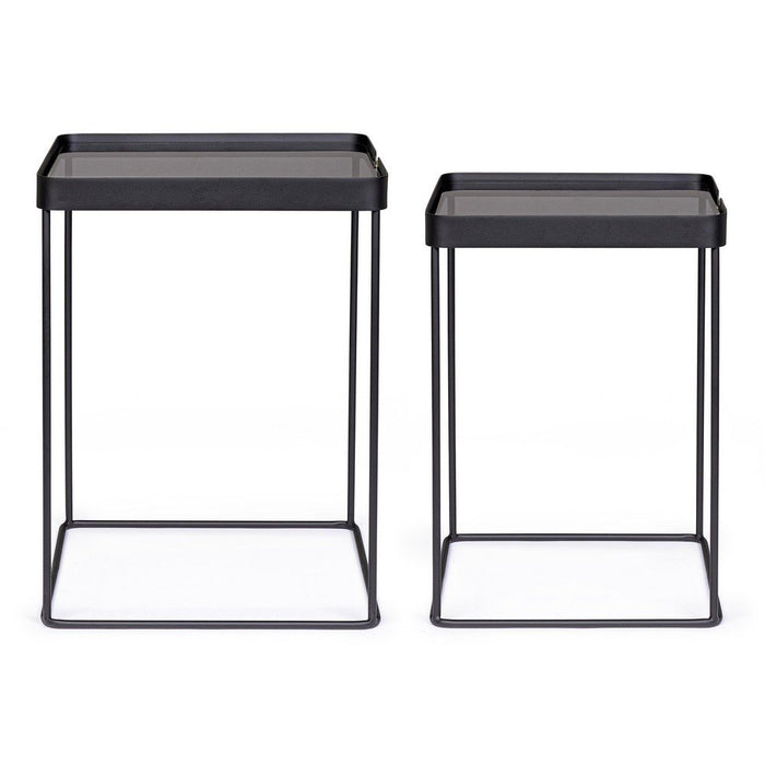 Tavolini in Vetro Nero Stile Moderno da Interno - DAMON