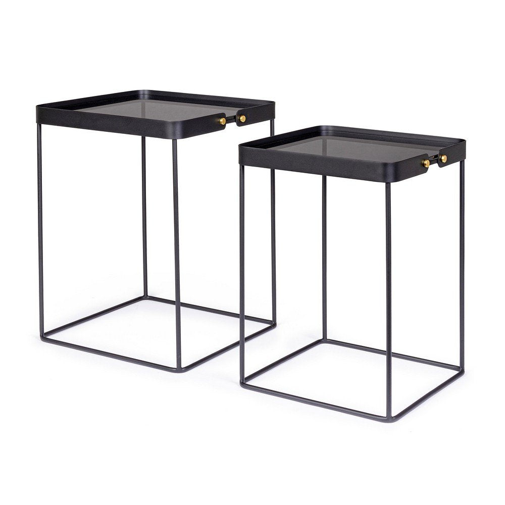 Tavolini in Vetro Nero Stile Moderno da Interno - DAMON