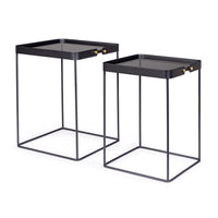 Tavolini in Vetro Nero Stile Moderno da Interno - DAMON