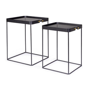 Tavolini in Vetro Nero Stile Moderno da Interno - DAMON