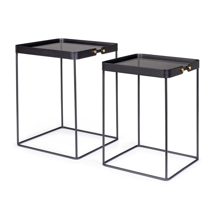 Tavolini in Vetro Nero Stile Moderno da Interno - DAMON
