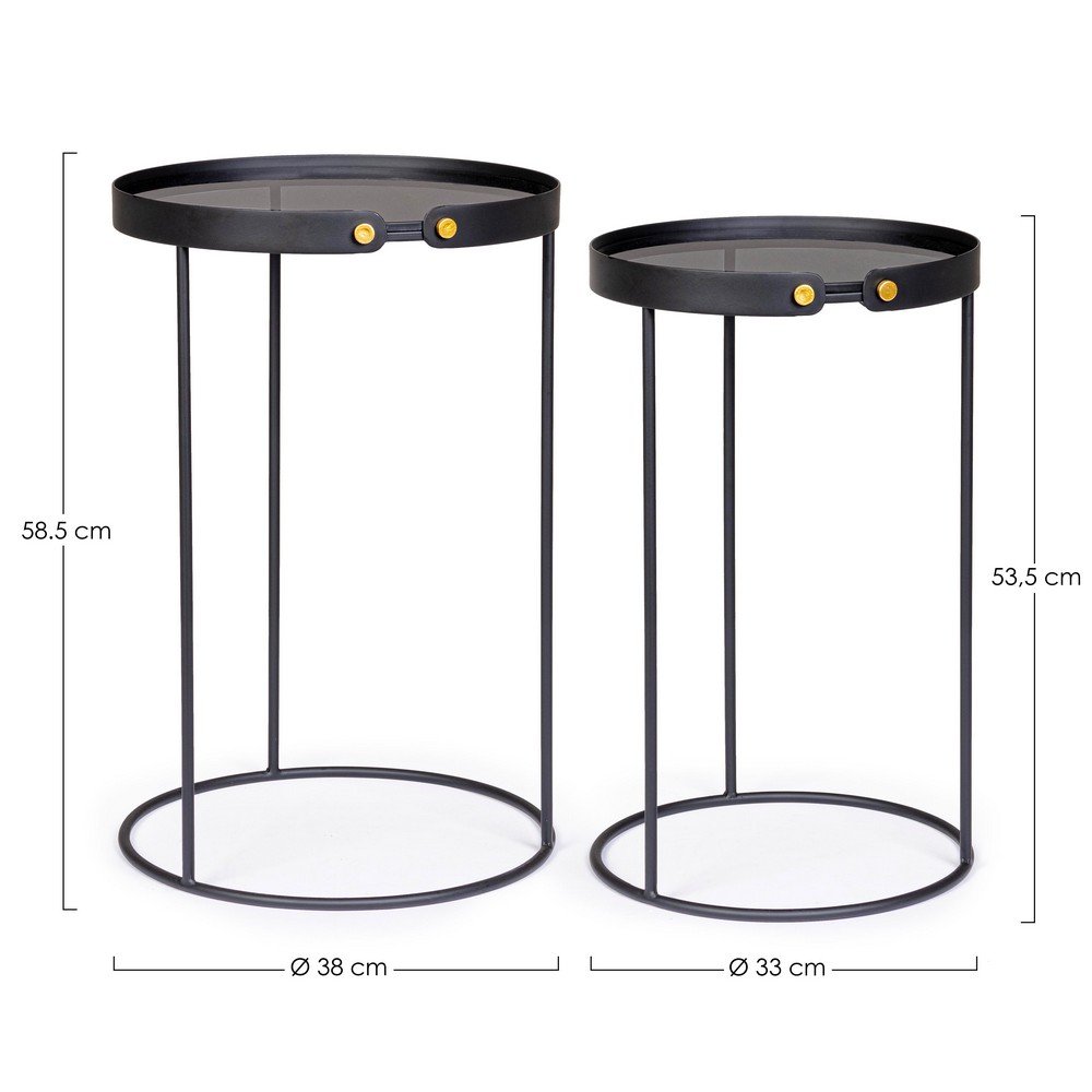 Tavolini in Vetro Nero Moderni da Interno - DAMON