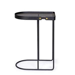 Set 2 Tavolini Vetro Nero Moderni da Interno 47x31 - DAMON