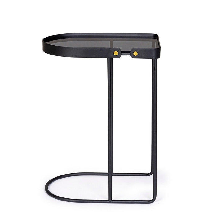 Set 2 Tavolini Vetro Nero Moderni da Interno 47x31 - DAMON