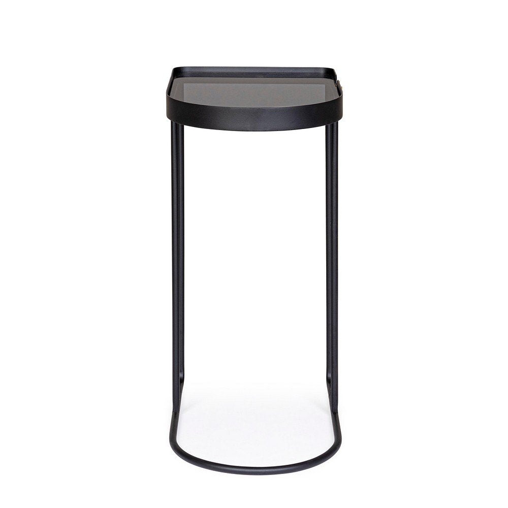 Set 2 Tavolini Vetro Nero Moderni da Interno 47x31 - DAMON