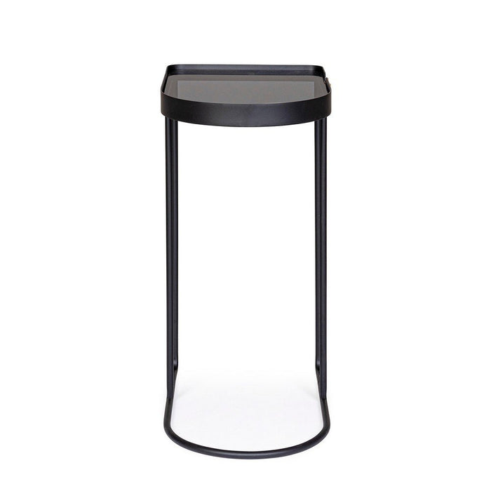 Set 2 Tavolini Vetro Nero Moderni da Interno 47x31 - DAMON