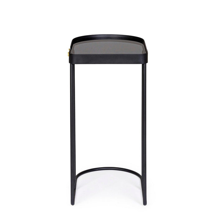 Set 2 Tavolini Vetro Nero Moderni da Interno 47x31 - DAMON