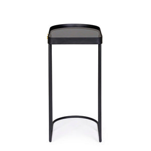 Set 2 Tavolini Vetro Nero Moderni da Interno 47x31 - DAMON