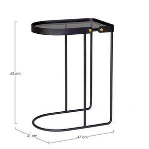 Set 2 Tavolini Vetro Nero Moderni da Interno 47x31 - DAMON