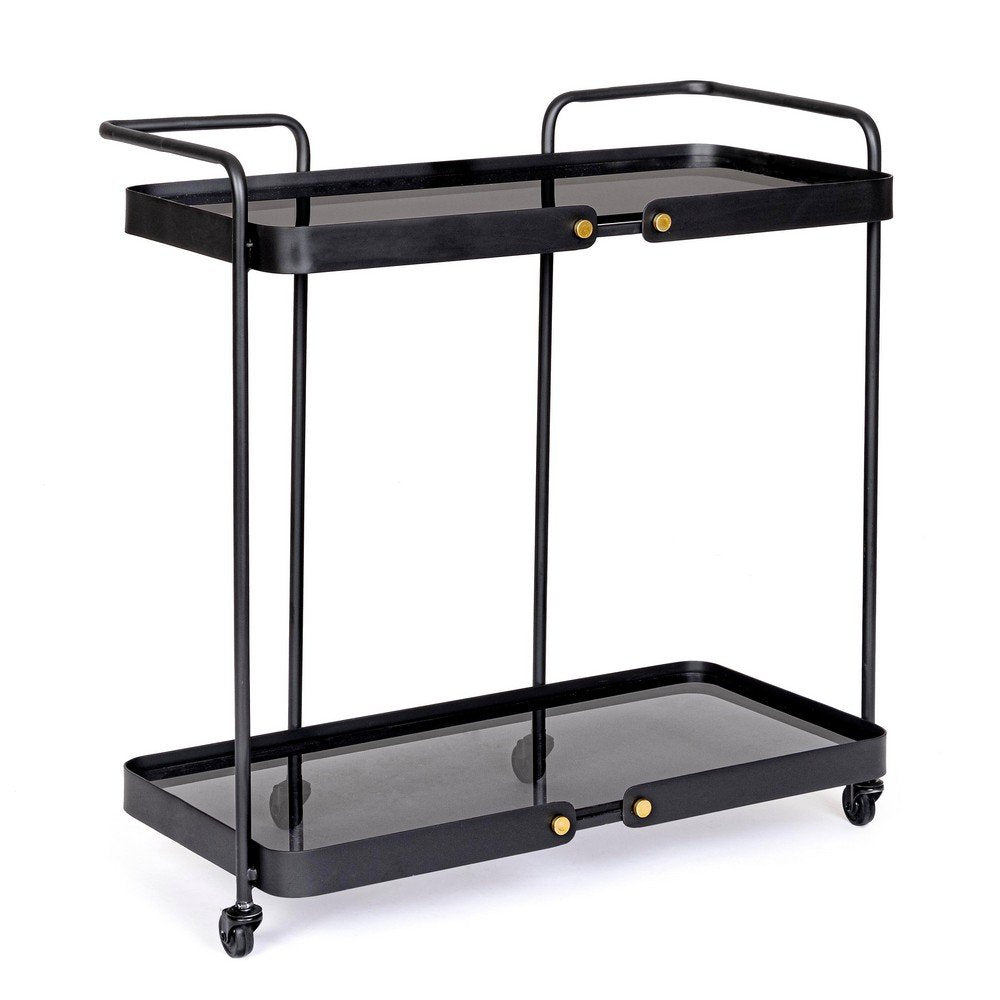 Carrello Vetro Nero Stile Industriale da Interno - DAMON