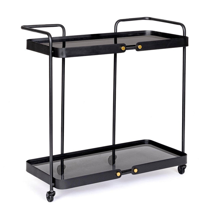 Carrello Vetro Nero Stile Industriale da Interno - DAMON