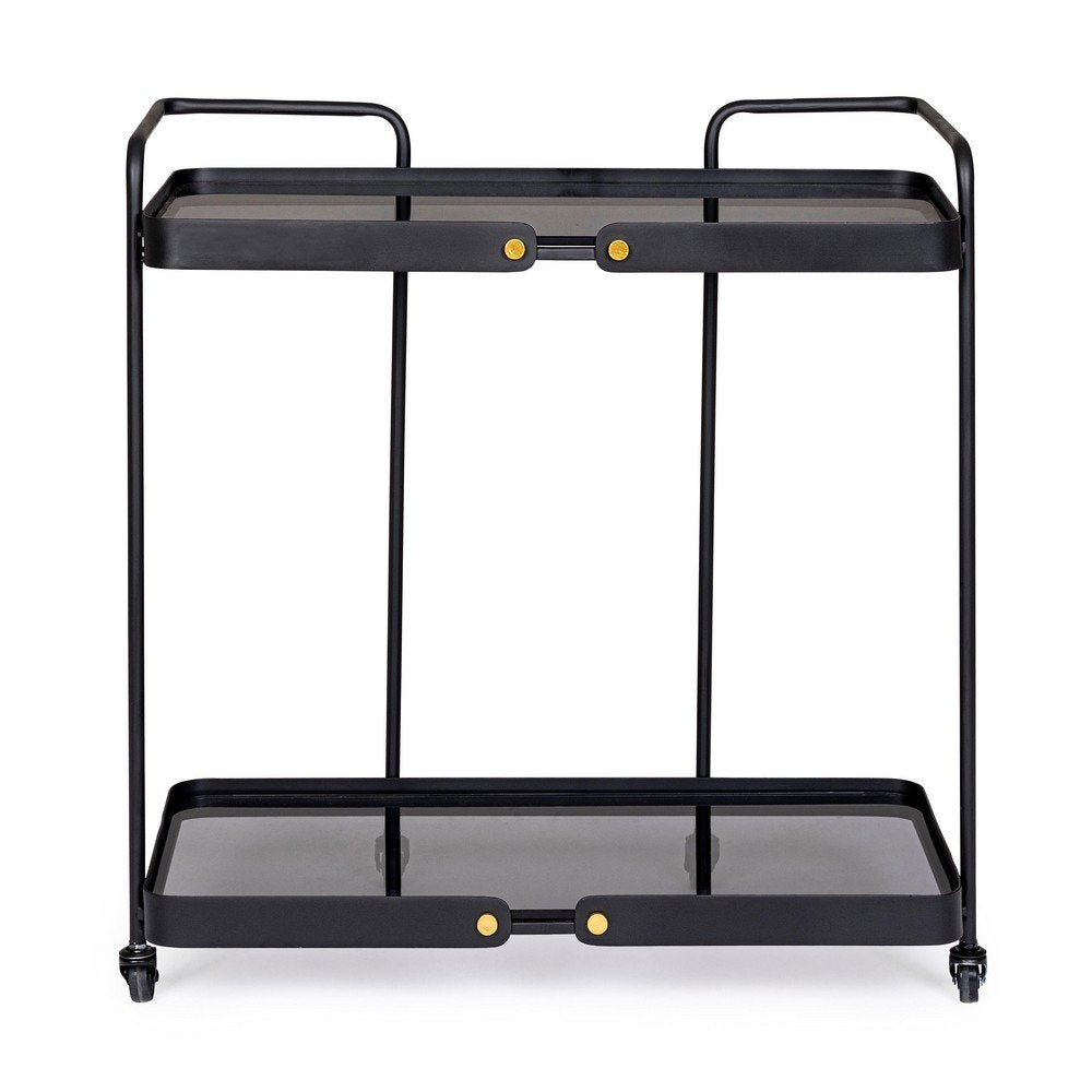 Carrello Vetro Nero Stile Industriale da Interno - DAMON