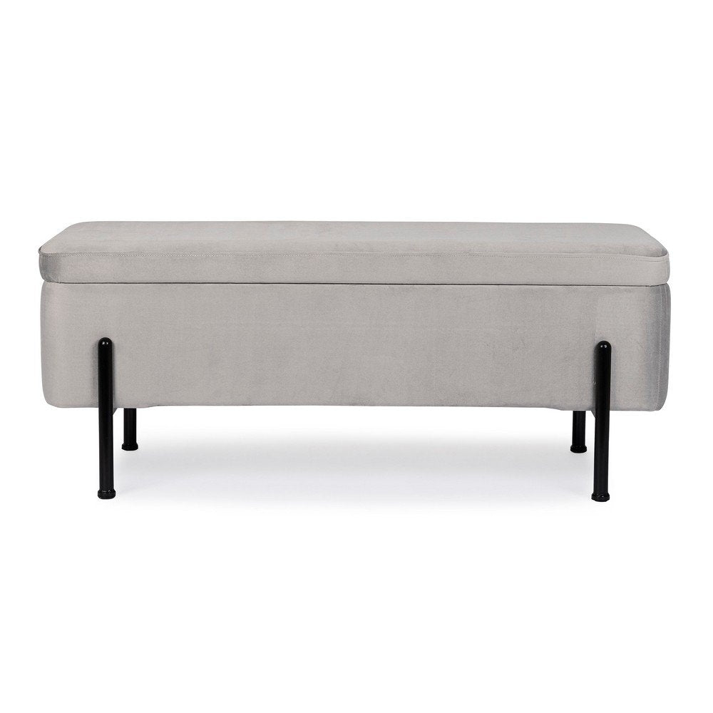 Panca Contenitore Velluto Grigio Moderno da Interno - DAHLIA