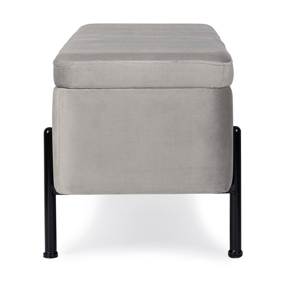 Panca Contenitore Velluto Grigio Moderno da Interno - DAHLIA