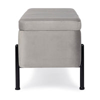 Panca Contenitore Velluto Grigio Moderno da Interno - DAHLIA