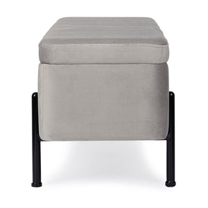 Panca Contenitore Velluto Grigio Moderno da Interno - DAHLIA