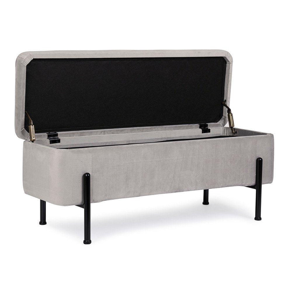 Panca Contenitore Velluto Grigio Moderno da Interno - DAHLIA