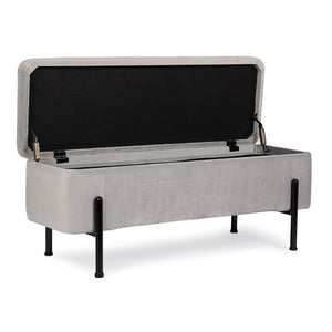 Panca Contenitore Velluto Grigio Moderno da Interno - DAHLIA