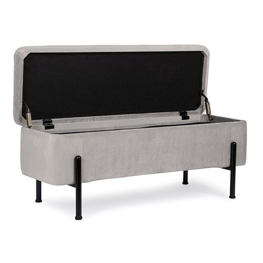 Panca Contenitore Velluto Grigio Moderno da Interno - DAHLIA