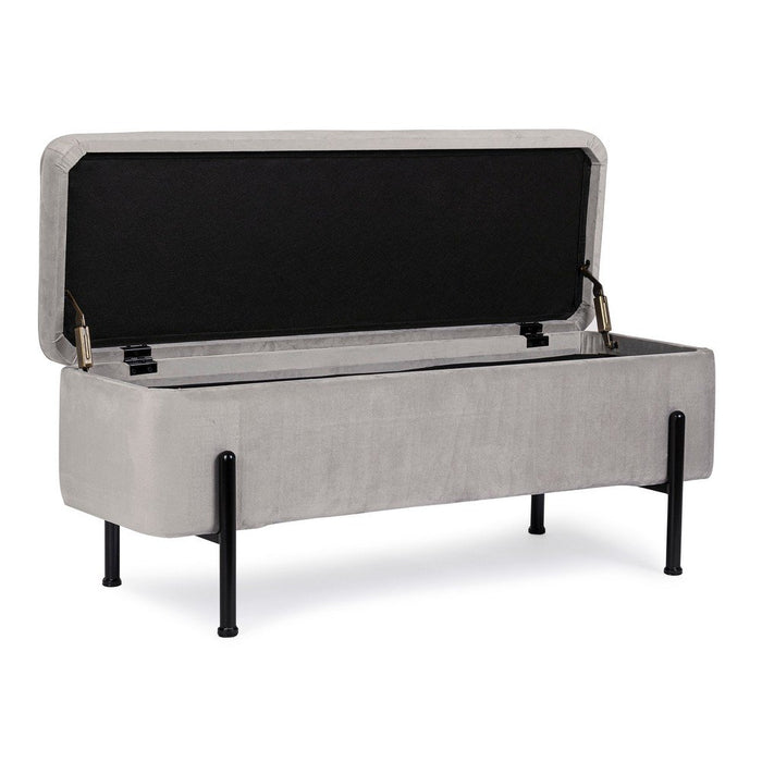 Panca Contenitore Velluto Grigio Moderno da Interno - DAHLIA