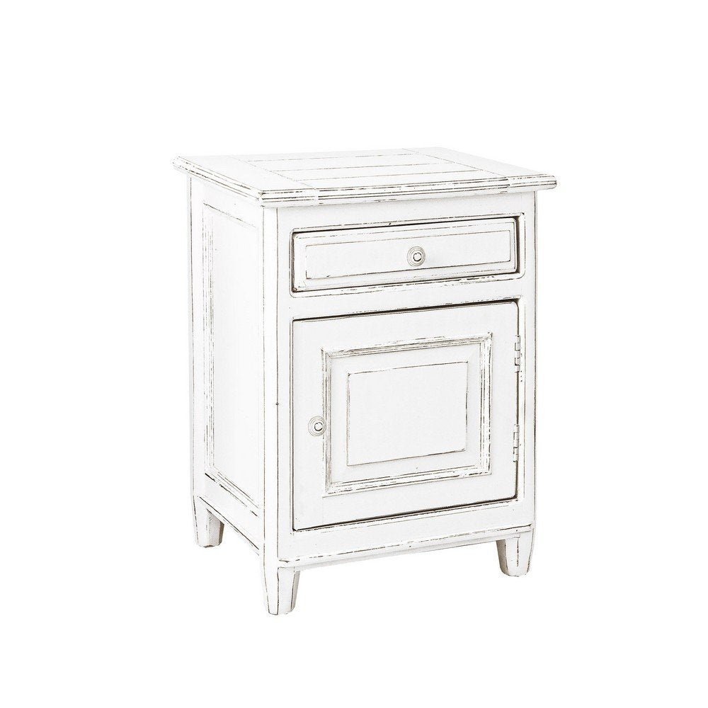 Comodino Legno Bianco Rustico da Interno - CORINNE