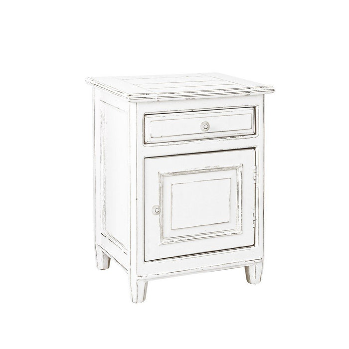 Comodino Legno Bianco Rustico da Interno - CORINNE