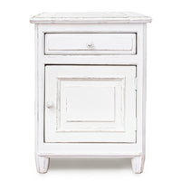 Comodino Legno Bianco Rustico da Interno - CORINNE