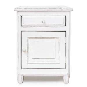 Comodino Legno Bianco Rustico da Interno - CORINNE