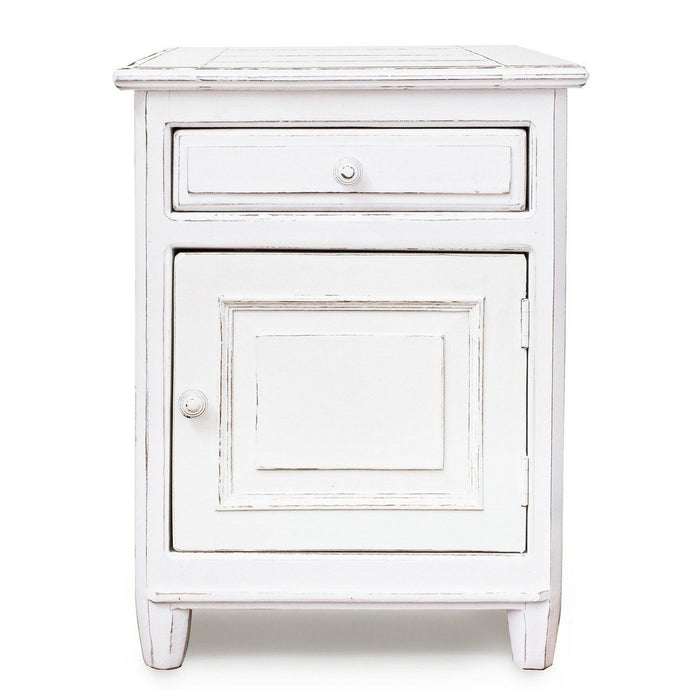 Comodino Legno Bianco Rustico da Interno - CORINNE