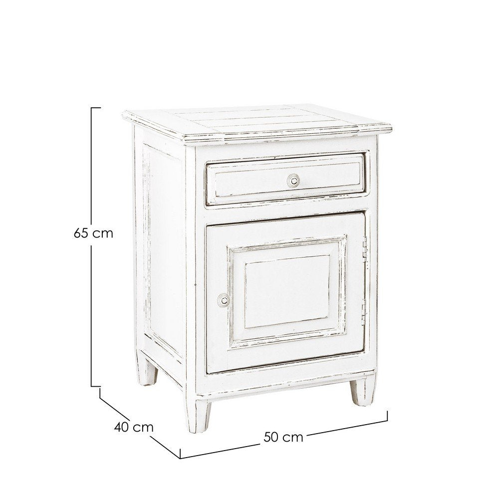 Comodino Legno Bianco Rustico da Interno - CORINNE