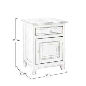 Comodino Legno Bianco Rustico da Interno - CORINNE