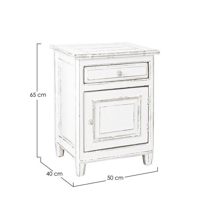 Comodino Legno Bianco Rustico da Interno - CORINNE