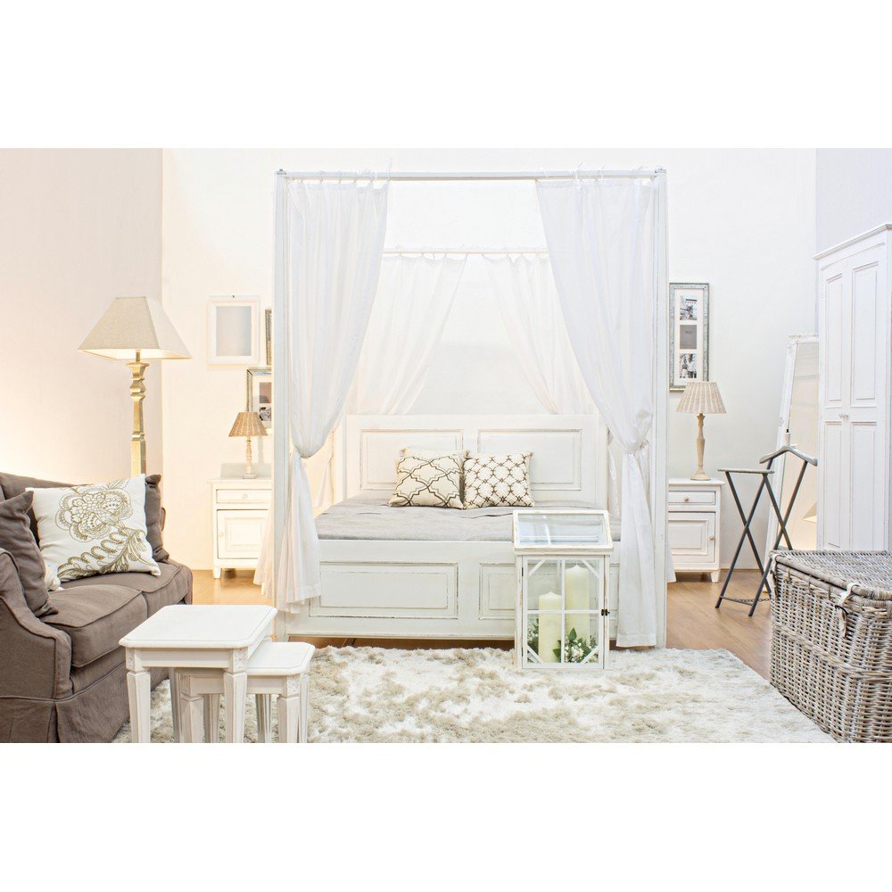 Comodino Legno Bianco Rustico da Interno - CORINNE