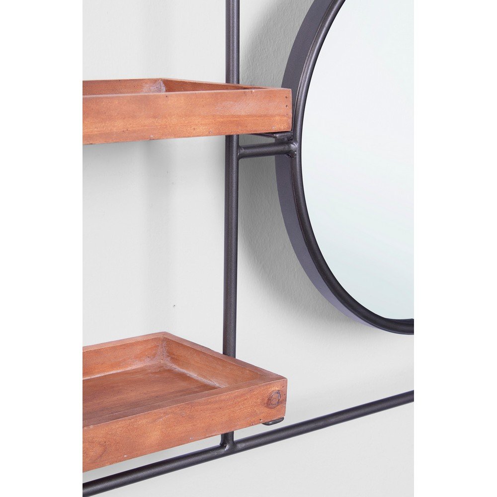 Set 2 Specchi con Mensole Acciaio Nero Industriale da Parete - COLLINS