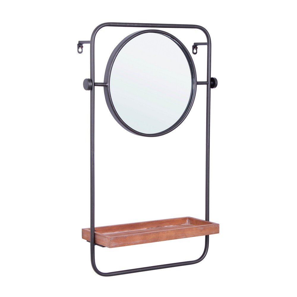 Set 2 Specchi con Mensola Acciaio Nero Industriale da Parete - COLLINS