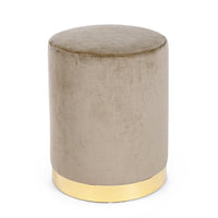Pouf in Velluto Grigio Moderno da Interno - CLARK Colore: Tortora