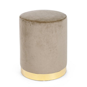 Pouf in Velluto Grigio Moderno da Interno - CLARK Colore: Tortora