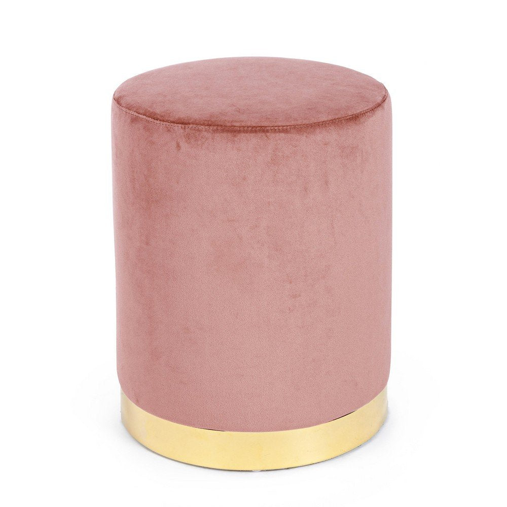 Pouf in Velluto Grigio Moderno da Interno - CLARK Colore: Rosa