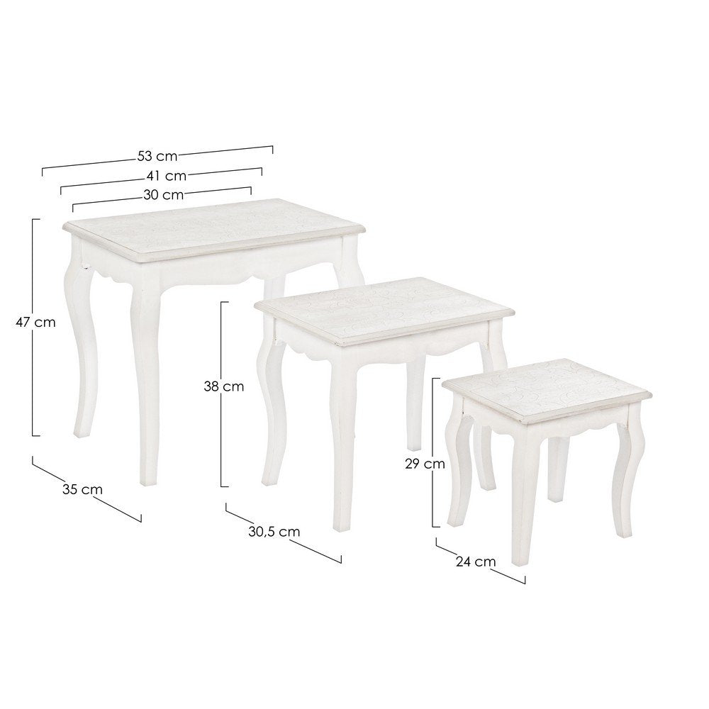 Tavolini Legno Bianco Rustico da Interno - CLARA