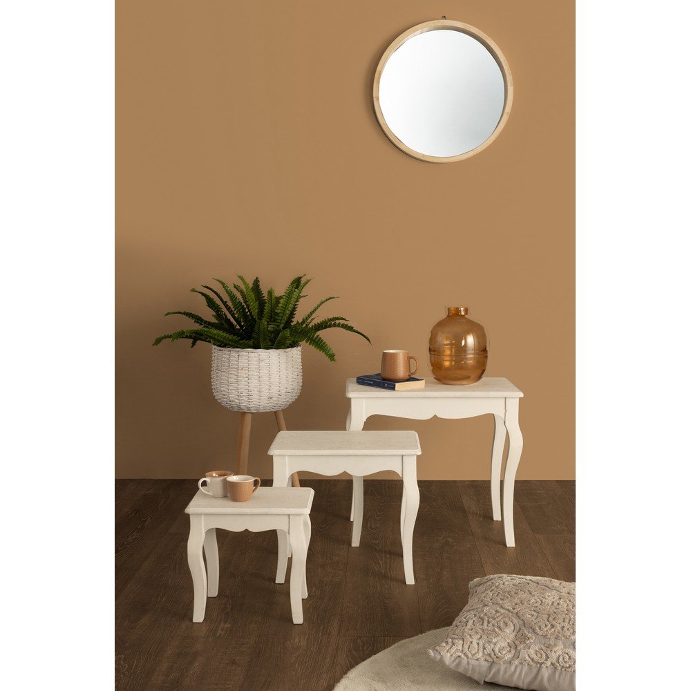Tavolini Legno Bianco Rustico da Interno - CLARA