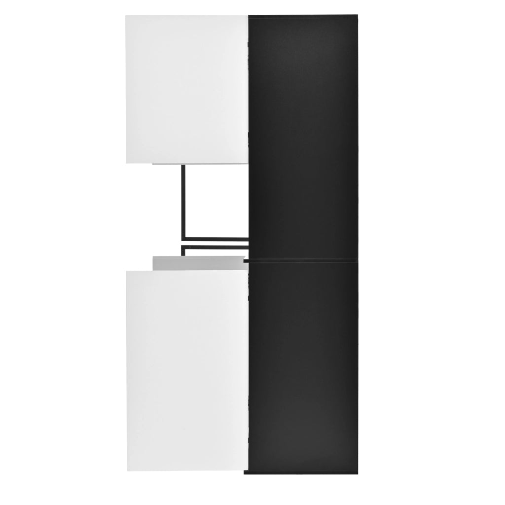 Credenza e madia con LED, 2 ante in vetro e vani contenitore, per soggiorno e sala da pranzo, 120 × 40 × 160 cm