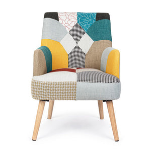 Poltrona Patchwork Tessuto Multicolore Moderna da Interno - CHRISTOPHER