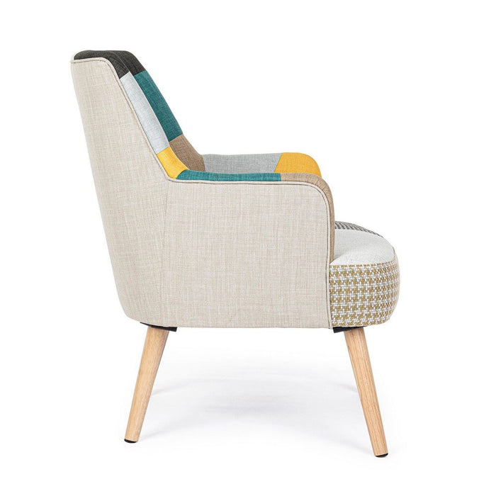 Poltrona Patchwork Tessuto Multicolore Moderna da Interno - CHRISTOPHER