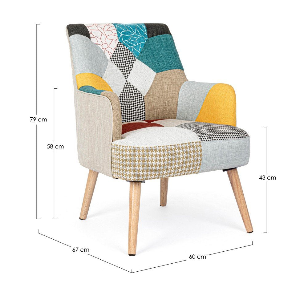 Poltrona Patchwork Tessuto Multicolore Moderna da Interno - CHRISTOPHER