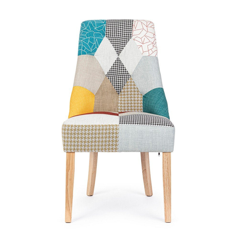 Set 2 Sedie Patchwork Tessuto Multicolore Moderno da Interno - CHRISTOPHER